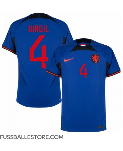 Günstige Niederlande Virgil van Dijk #4 Auswärtstrikot WM 2022 Kurzarm